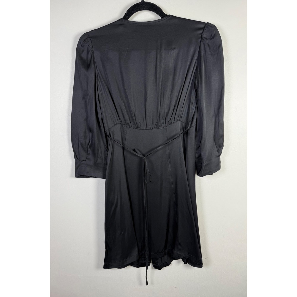 Alexa Chung Retro Black Satin Mini Dress Heart Buttons US Size 2 - Picture 6 of 9